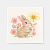 Cute Watercolor Bunny Rabbit Floral  Serviette (Vorderseite)