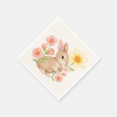 Cute Watercolor Bunny Rabbit Floral  Serviette (Ecke)