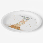 Cute Watercolor Bunny Rabbit wildlife baby newborn Pappteller (Schrägansicht)