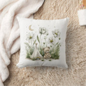 Cute Watercolor Bunny Rabbit with Moon and Stars Kissen (Decke)