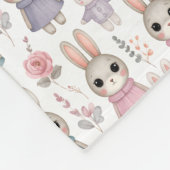 Cute Watercolor Bunny Seamless Pattern Fleecedecke (Ecke)