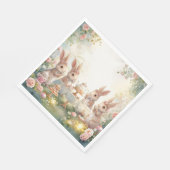 Cute Watercolor Bunny Tea Party Garden Napkins Serviette (Ecke)