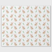 Cute Watercolor Bunny With Greenery Geschenkpapier (Flach)