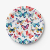 Cute Watercolor Butterflies Pattern Pappteller (Vorderseite)