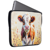 Cute Watercolor Calf In Field Flowers Laptopschutzhülle (Vorne Rechts)