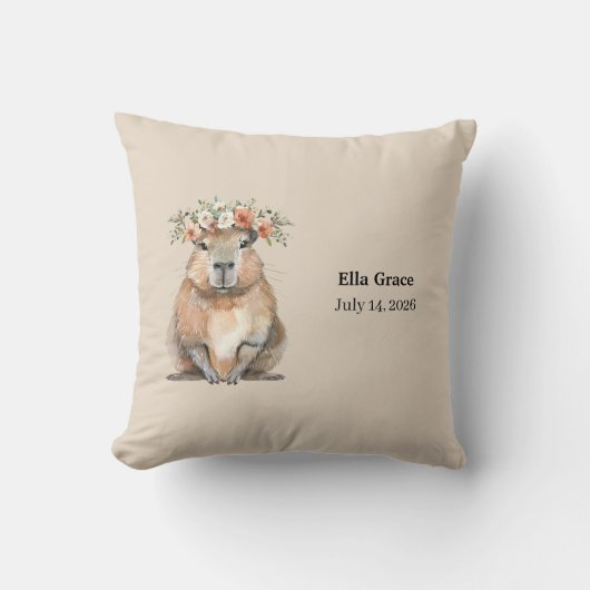 Cute Watercolor Capybara Kissen (Vorderseite)