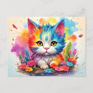 Cute Watercolor Cat # 9 Postkarte