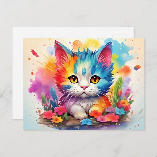 Cute Watercolor Cat # 9 Postkarte (Vorne/Hinten)