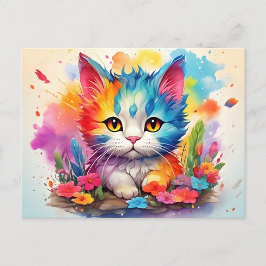 Cute Watercolor Cat # 9 Postkarte (Vorderseite)