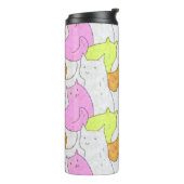 Cute Watercolor Cats Doodle Pattern Thermosbecher (Nach links gedreht)