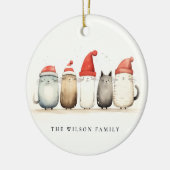Cute Watercolor Cats Furry and Bright Christmas Keramik Ornament (Links)