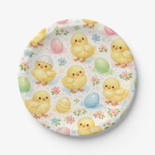 Cute Watercolor Chick Easter Brunch  Pappteller (Vorderseite)