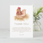 Cute Watercolor Chicken Baby Shower Dankeskarte (Stehend Vorderseite)