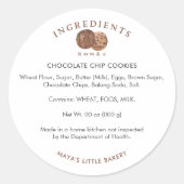 Cute Watercolor Chocolate Cookie Ingredient  Runder Aufkleber (Vorderseite)