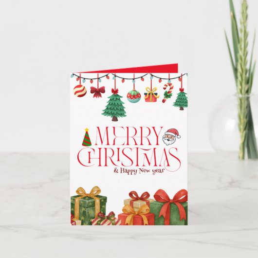 Cute Watercolor Christmas Gifts Folded Card Karte (Vorderseite)