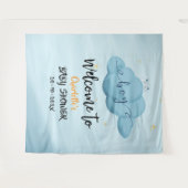 Cute Watercolor Cloud Baby Boy Shower Backdrop Wandteppich (Vorderseite (Horizontal))