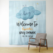 Cute Watercolor Cloud Baby Boy Shower Backdrop Wandteppich (Beispiel)