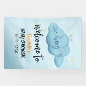 Cute Watercolor Cloud Baby Boy Shower Banner (Horizontal)