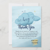 Cute Watercolor Cloud Baby Boy Shower Dankeskarte (Vorderseite)