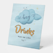 Cute Watercolor Cloud Baby Boy Shower Drinks Sockelschild (Vorderseite)