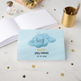 Cute Watercolor Cloud Baby Boy Shower Gästebuch