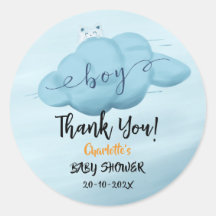 Cute Watercolor Cloud Baby Boy Shower