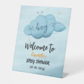 Cute Watercolor Cloud Baby Boy Shower Welcome Sockelschild (Vorderseite)