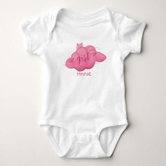 Cute Watercolor Cloud Baby Girl Baby Strampler (Vorderseite)