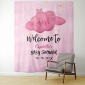 Cute Watercolor Cloud Baby Girl Shower Backdrop Wandteppich (Beispiel)