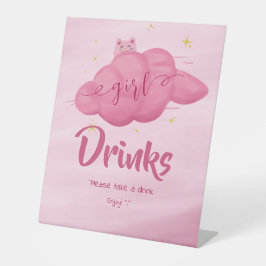 Cute Watercolor Cloud Baby Girl Shower Drinks Sockelschild