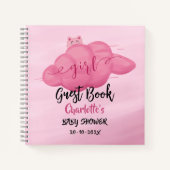 Cute Watercolor Cloud Baby Girl Shower Guest Book Notizblock (Vorderseite)