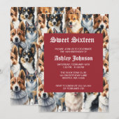 Cute Watercolor Corgi Dog Pattern                  Einladung (Vorne/Hinten)