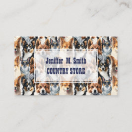 Cute Watercolor Corgi Dog Pattern                  Visitenkarte