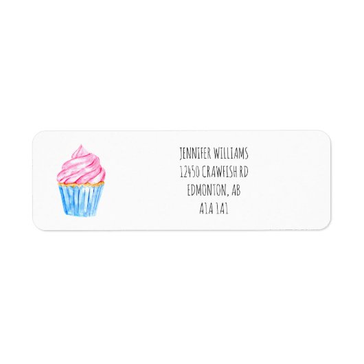CUTE Watercolor Cupcake Pink Frosting Simple Blue (Vorne)