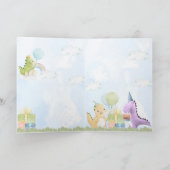 Cute Watercolor Dinosaur Birthday Invitation Karte (Innenseite)