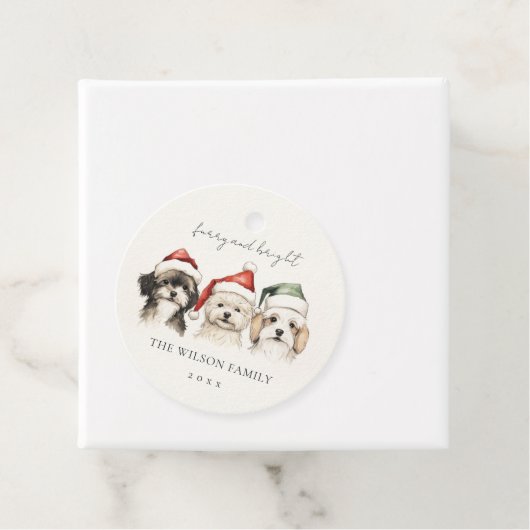 Cute Watercolor Dog Furry and Bright Christmas Geschenkanhänger (Beispiel)