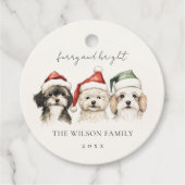 Cute Watercolor Dog Furry and Bright Christmas Geschenkanhänger (Vorderseite)