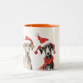 Cute Watercolor Dog Furry and Bright Christmas Zweifarbige Tasse (Mittel)