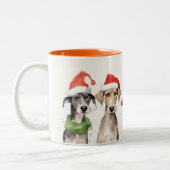 Cute Watercolor Dog Furry and Bright Christmas Zweifarbige Tasse (Links)