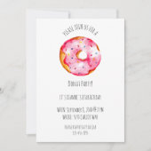 Cute watercolor Donut pink Glaze birthday Einladung (Vorderseite)