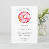 Cute watercolor Donut pink Glaze birthday Einladung (Stehend Vorderseite)