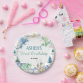 Cute Watercolor Dragon Birthday Pappteller (Party)