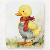 Cute Watercolor Duck In Overalls Mousepad (Vorne)