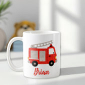 Cute Watercolor Fire Truck Personalized Kaffeetasse