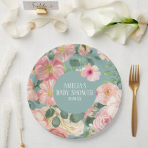 Cute watercolor floral boho chic Girl baby shower