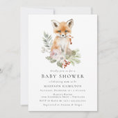 Cute Watercolor Fox Winter Baby Shower Einladung (Vorderseite)