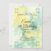 Cute watercolor frog girl birthday einladung (Rückseite)