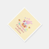Cute Watercolor Garden Bunny Yellow Kids Birthday Serviette (Ecke)