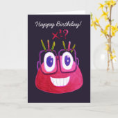 Cute Watercolor Geek Candy Character Math Birthday Karte (Gelbe Blume)