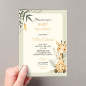 Cute Watercolor Giraffe Baby Shower Design Acryleinladungen (Insitu (Handheld))